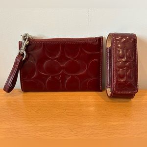 Authentic vintage Coach CC and Keychain pouch with matching Lipstick case.